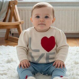 Baby Gap Knit "LOVE" Sweater - Baby Girl 3-6 Months